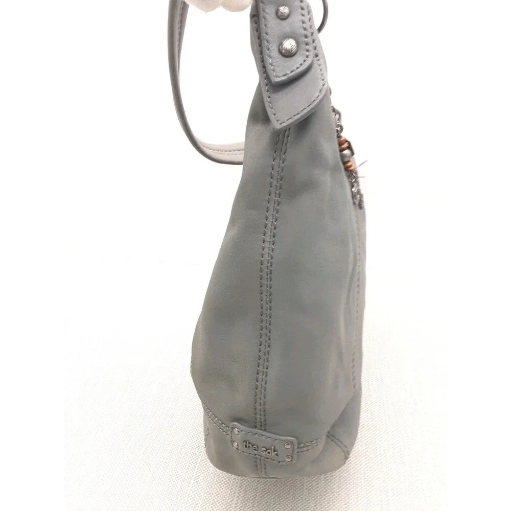 The Sak Gray Hobo Bag Leather Shoulder Handbag